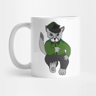 Gray cat in uniform Mug